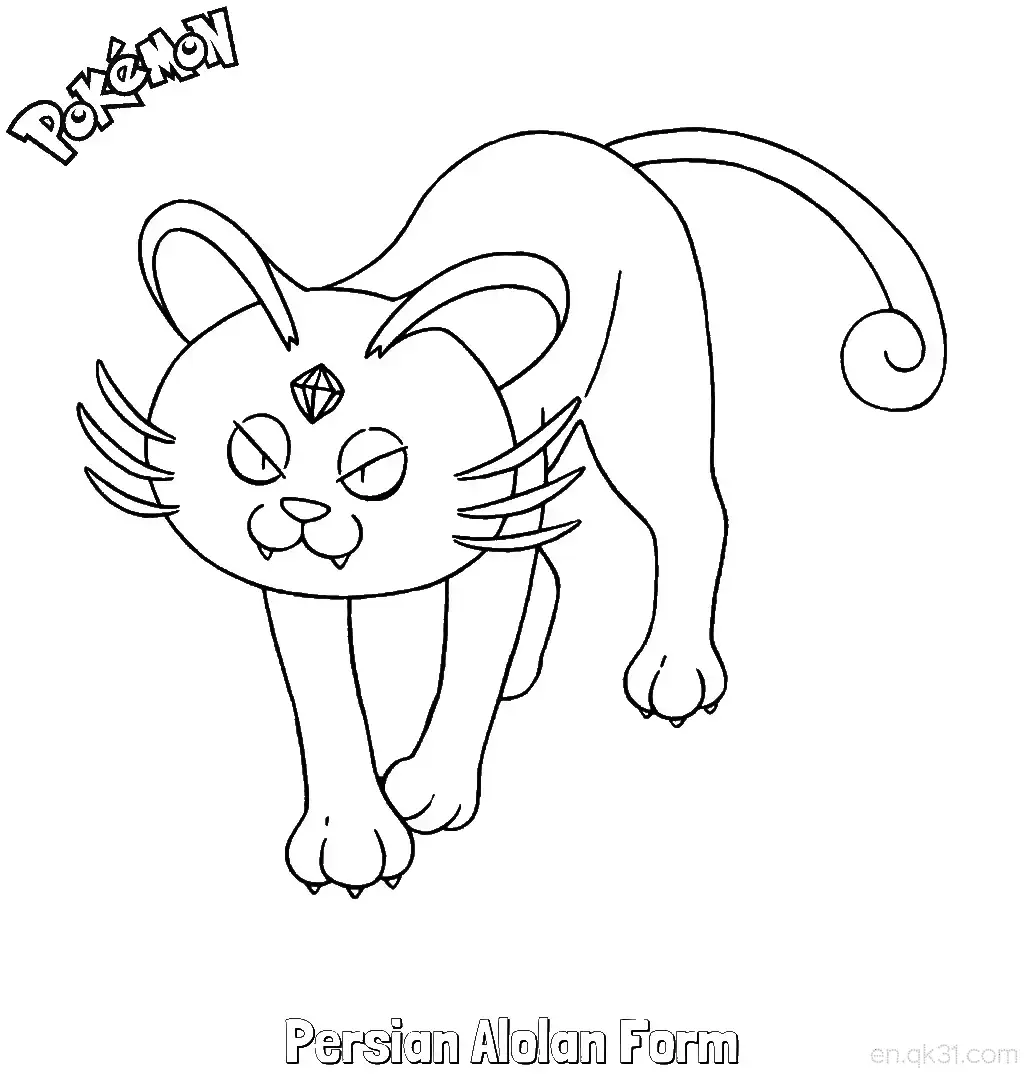 猫老大 阿罗拉的样子简笔画 - 免费可打印宝可梦简笔画简笔画涂色画 – 为儿童和成人提供的免费可打印简笔画涂色画